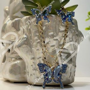 Blue Butterfly Set (gold plated)